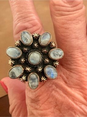 Beautiful Cluster Moonstone Ring set in Copper
Adjustable - set at a size 10